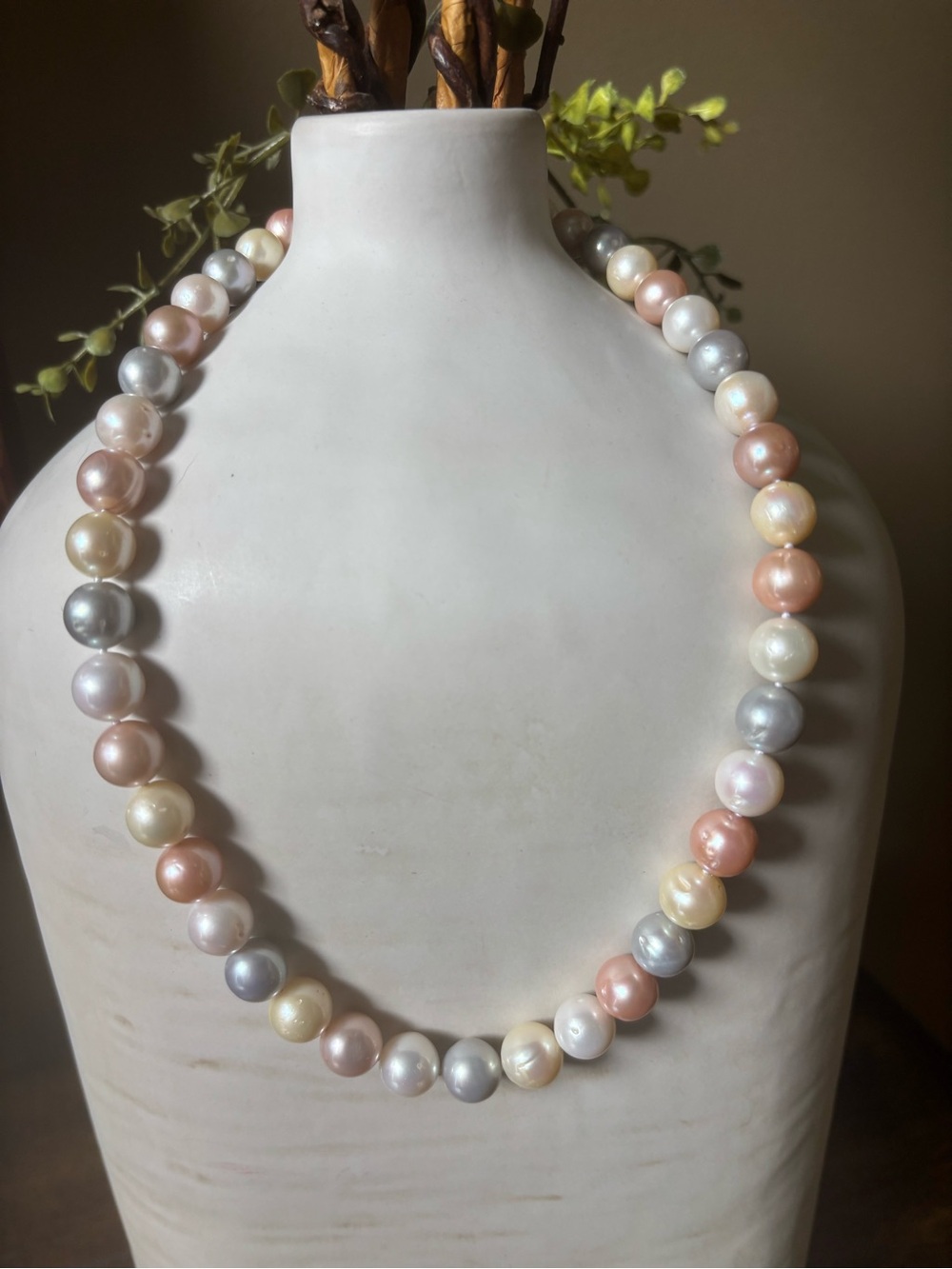 Gems en Vogue Multicolor Pearl Necklace 20” 9–10mm Freshwater Sterling Silver